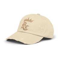 Load image into Gallery viewer, Beardcentric Crown BC Distressed Dad Hat – Gold Logo