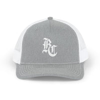 Load image into Gallery viewer, Beardcentric BC Monogram Trucker Hat – White Embroidery