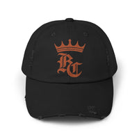Load image into Gallery viewer, Beardcentric Crown BC Distressed Dad Hat – Burnt Orange Logo