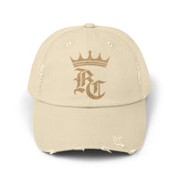 Load image into Gallery viewer, Beardcentric Crown BC Distressed Dad Hat – Gold Logo