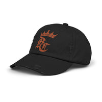 Load image into Gallery viewer, Beardcentric Crown BC Distressed Dad Hat – Burnt Orange Logo