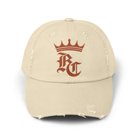 Load image into Gallery viewer, Beardcentric Crown BC Distressed Dad Hat – Burnt Orange Logo