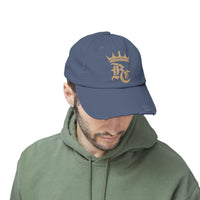 Load image into Gallery viewer, Beardcentric Crown BC Distressed Dad Hat – Gold Logo