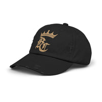 Load image into Gallery viewer, Beardcentric Crown BC Distressed Dad Hat – Gold Logo