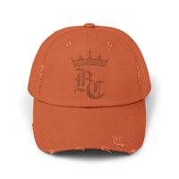 Load image into Gallery viewer, Beardcentric Crown BC Distressed Dad Hat – Burnt Orange Logo