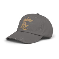 Load image into Gallery viewer, Beardcentric Crown BC Distressed Dad Hat – Gold Logo