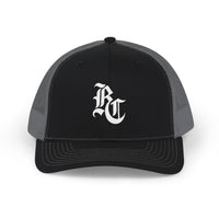 Load image into Gallery viewer, Beardcentric BC Monogram Trucker Hat – White Embroidery