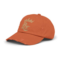 Load image into Gallery viewer, Beardcentric Crown BC Distressed Dad Hat – Gold Logo