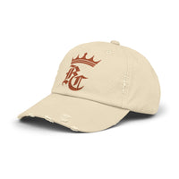 Load image into Gallery viewer, Beardcentric Crown BC Distressed Dad Hat – Burnt Orange Logo