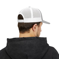 Load image into Gallery viewer, Beardcentric Arched Wordmark Trucker Hat – Maroon Embroidery