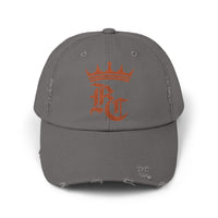Load image into Gallery viewer, Beardcentric Crown BC Distressed Dad Hat – Burnt Orange Logo