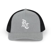 Load image into Gallery viewer, Beardcentric BC Monogram Trucker Hat – White Embroidery