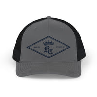 Load image into Gallery viewer, Beardcentric Diamond Crown BC Trucker Hat – Navy Logo