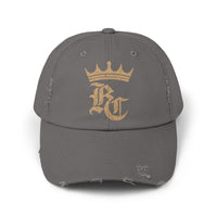 Load image into Gallery viewer, Beardcentric Crown BC Distressed Dad Hat – Gold Logo