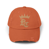 Load image into Gallery viewer, Beardcentric Crown BC Distressed Dad Hat – Gold Logo