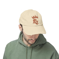 Load image into Gallery viewer, Beardcentric Crown BC Distressed Dad Hat – Burnt Orange Logo