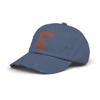 Load image into Gallery viewer, Beardcentric Crown BC Distressed Dad Hat – Burnt Orange Logo