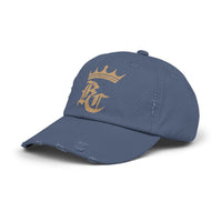 Load image into Gallery viewer, Beardcentric Crown BC Distressed Dad Hat – Gold Logo